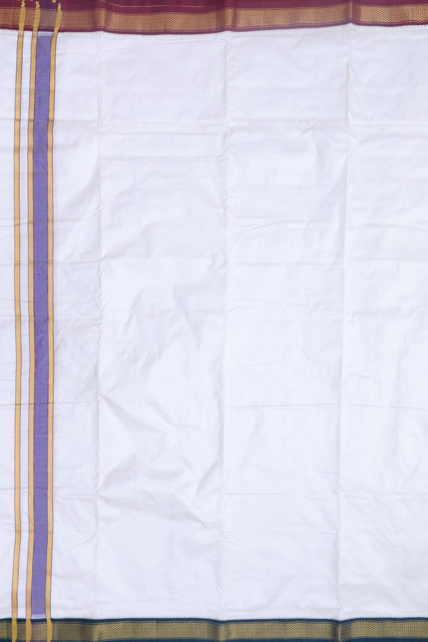 Ganga Jamuna Border White Silk Dhoti With Angavastram Set