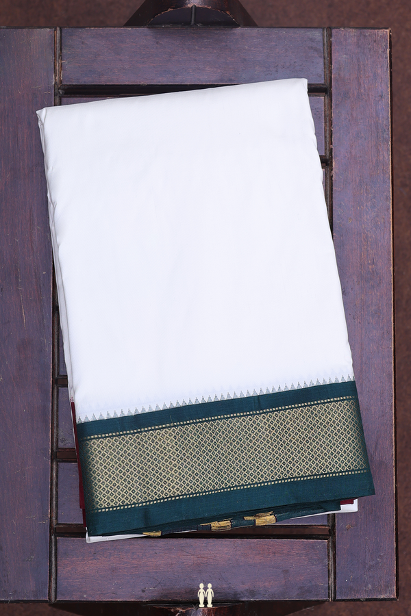 Ganga Jamuna Border White Silk Dhoti With Angavastram Set