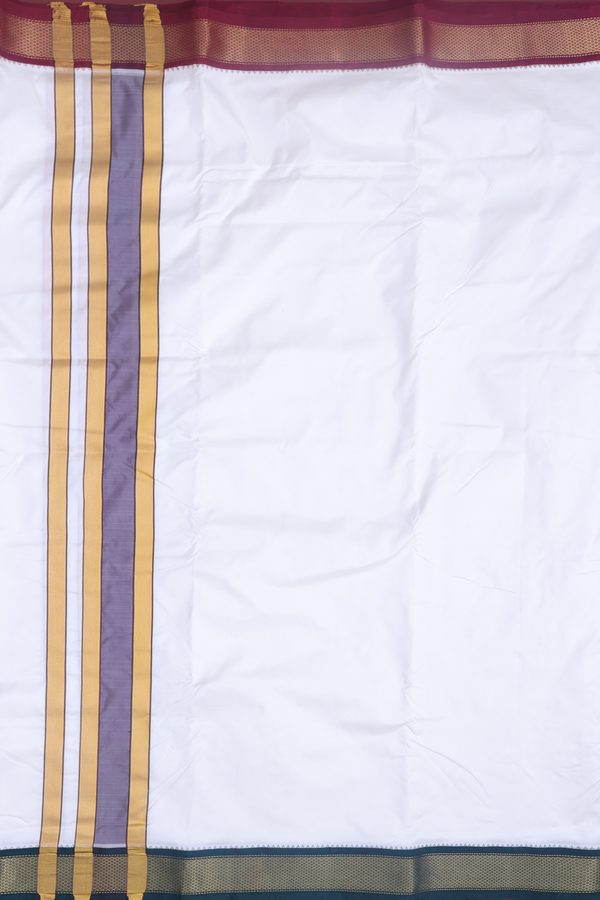 Ganga Jamuna Border White Silk Dhoti With Angavastram Set
