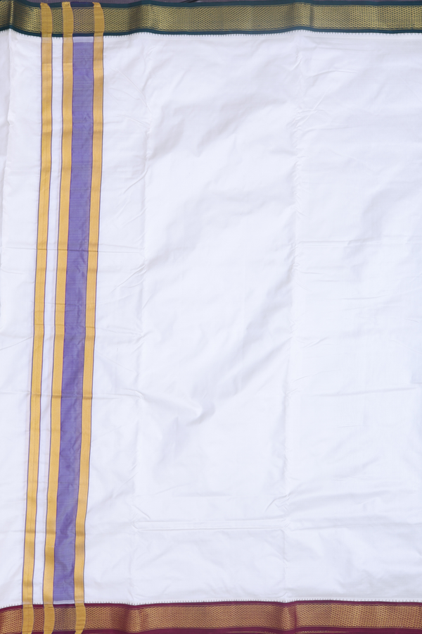 Ganga Jamuna Border White Silk Dhoti With Angavastram Set