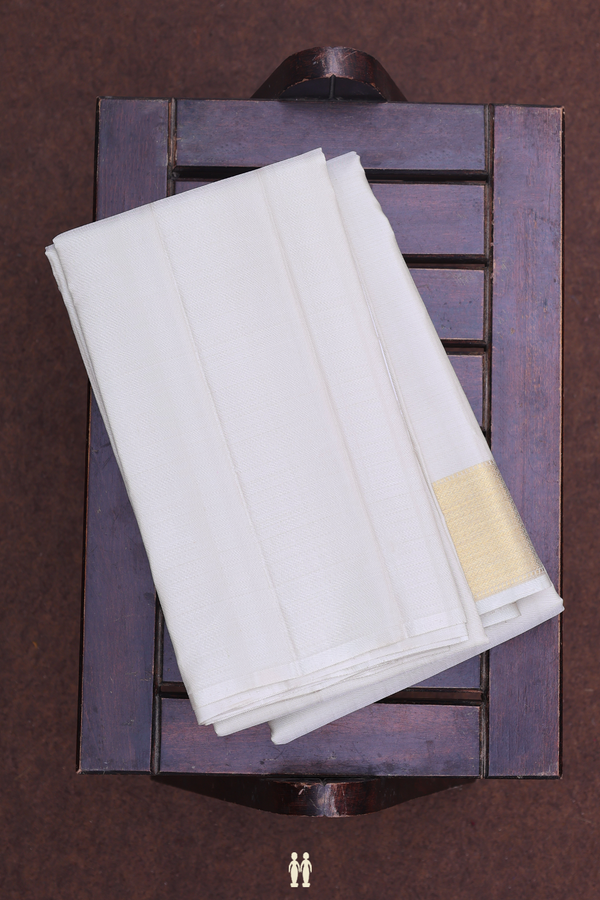 Zari Border Cream Color Silk Dhoti With Shirt Material