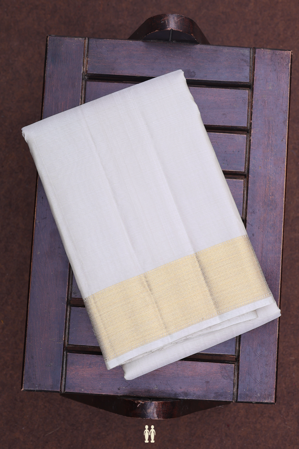 Zari Border Cream Color Silk Dhoti With Shirt Material