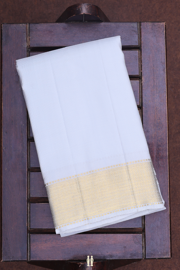 Zari Border Pastel Blue Silk Dhoti With Shirt Material