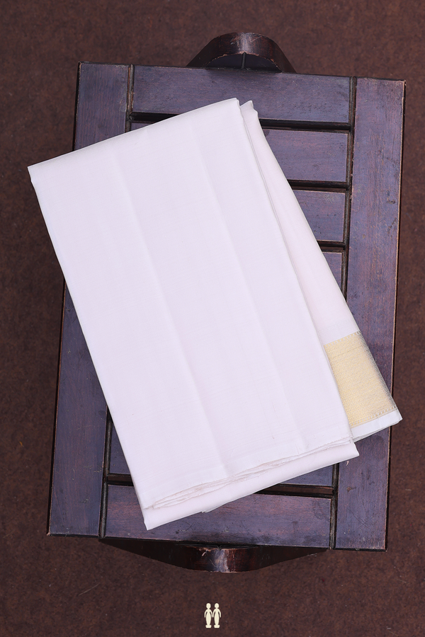 Zari Border Cream Color Silk Dhoti With Shirt Material