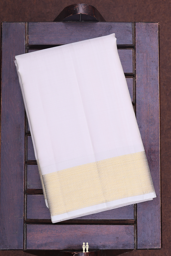 Zari Border Cream Color Silk Dhoti With Shirt Material