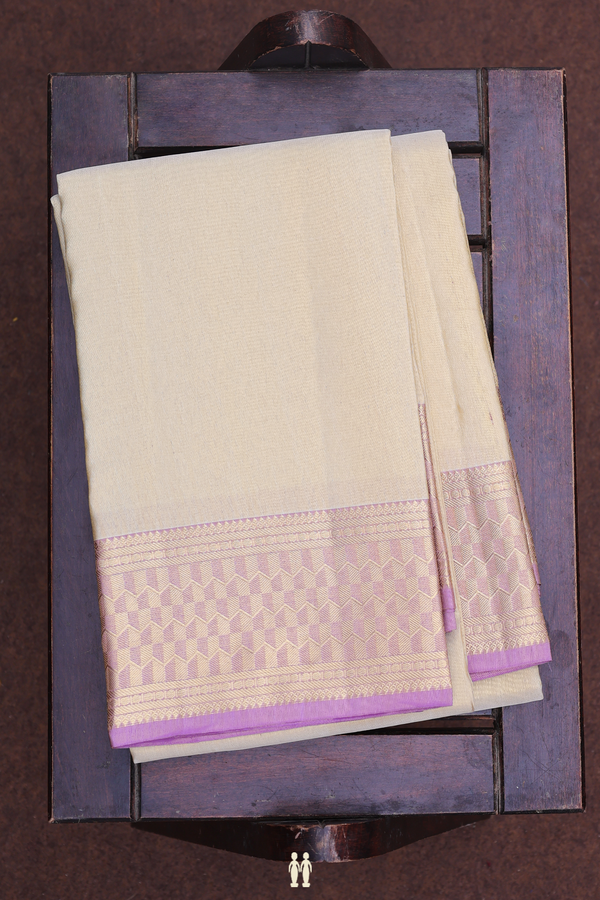 Contrast Border Light Brown Silk Dhoti With Shirt Material
