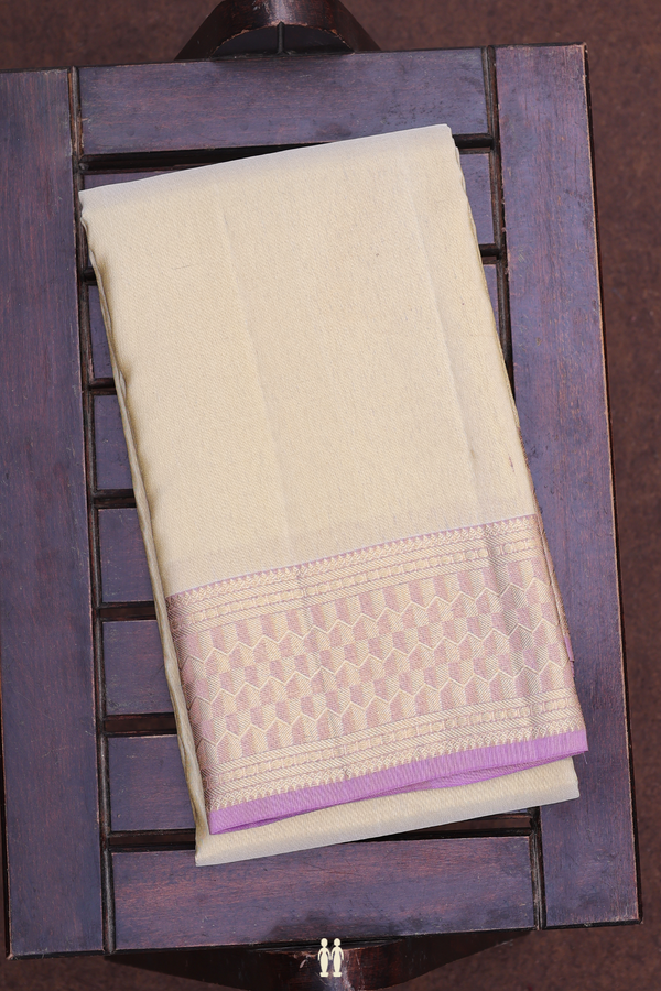 Contrast Border Light Brown Silk Dhoti With Shirt Material