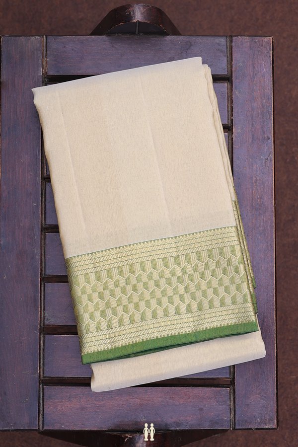 Contrast Border Light Brown Silk Dhoti With Shirt Material