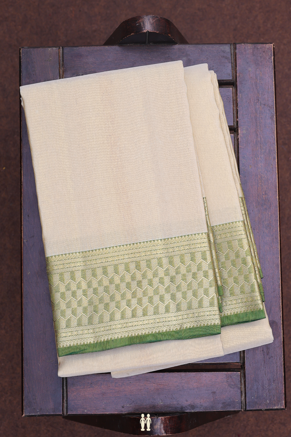Contrast Border Light Brown Silk Dhoti With Shirt Material