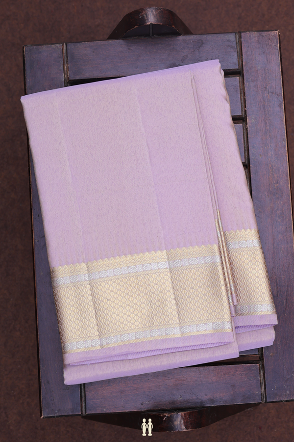 Zari Border Purple Tissue Silk Dhoti With Shirt Material