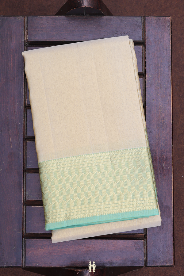 Contrast Border Light Brown Silk Dhoti With Shirt Material