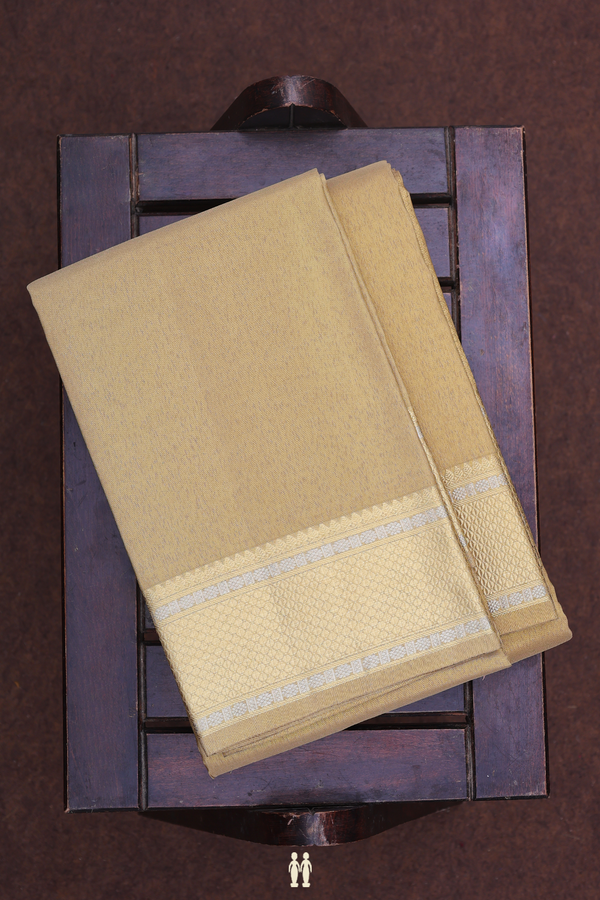 Zari Border Gold Tissue Silk Dhoti With Shirt Material