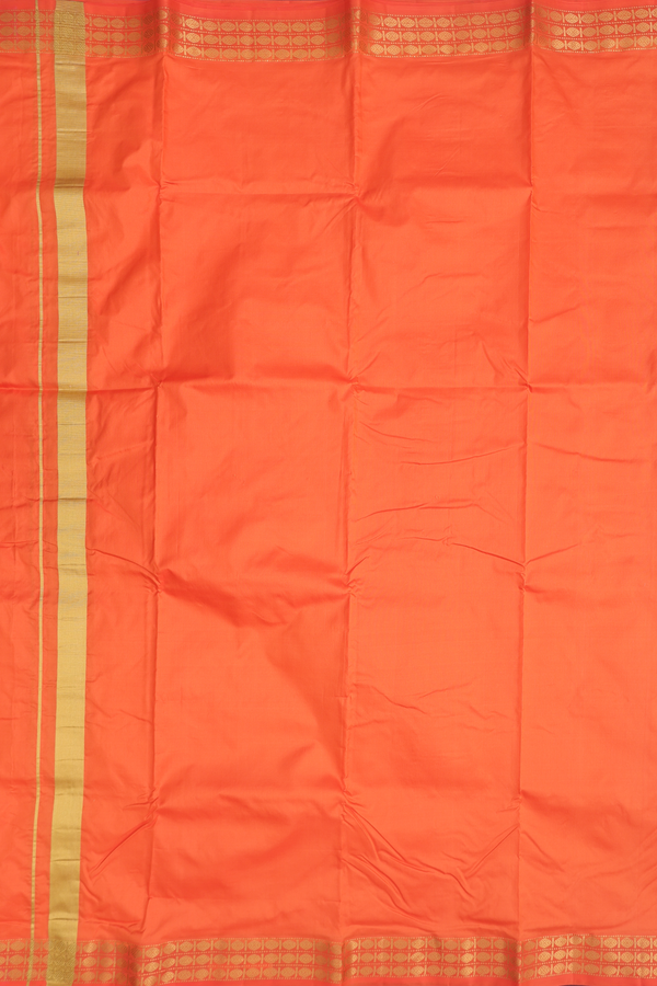 Rudraksh Border Royal Orange Silk Dhoti With Angavastram Set