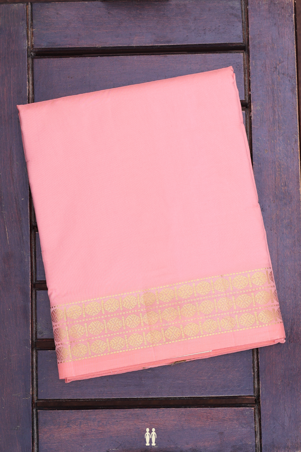Rudraksh Border Peach Silk Dhoti With Angavastram Set