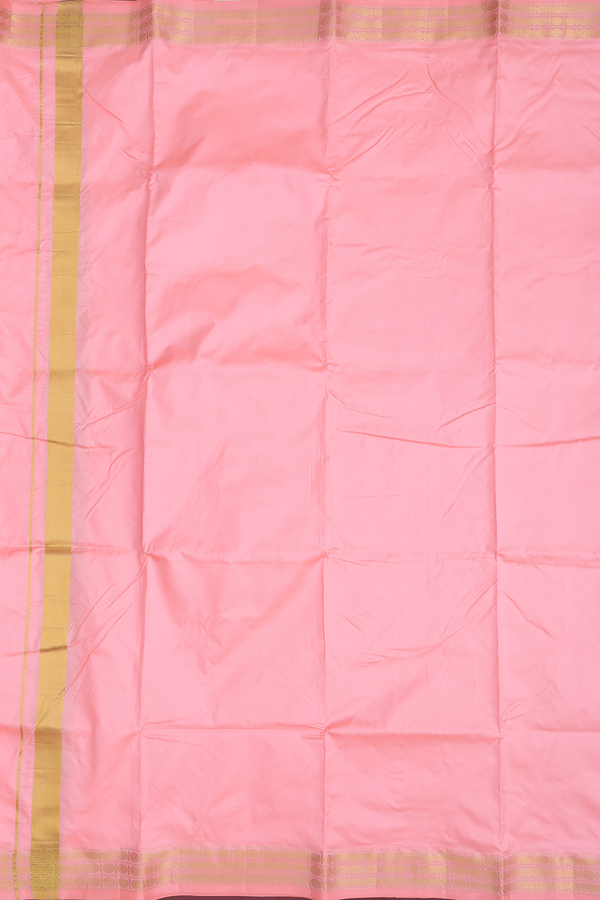Rudraksh Border Peach Silk Dhoti With Angavastram Set