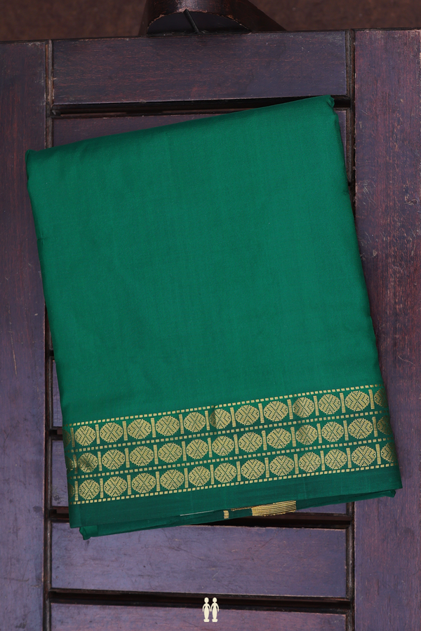 Rudraksh Border Forest Green Silk Dhoti With Angavastram Set