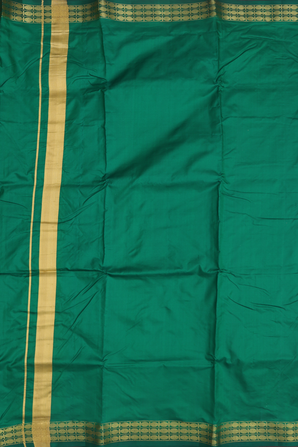 Rudraksh Border Forest Green Silk Dhoti With Angavastram Set