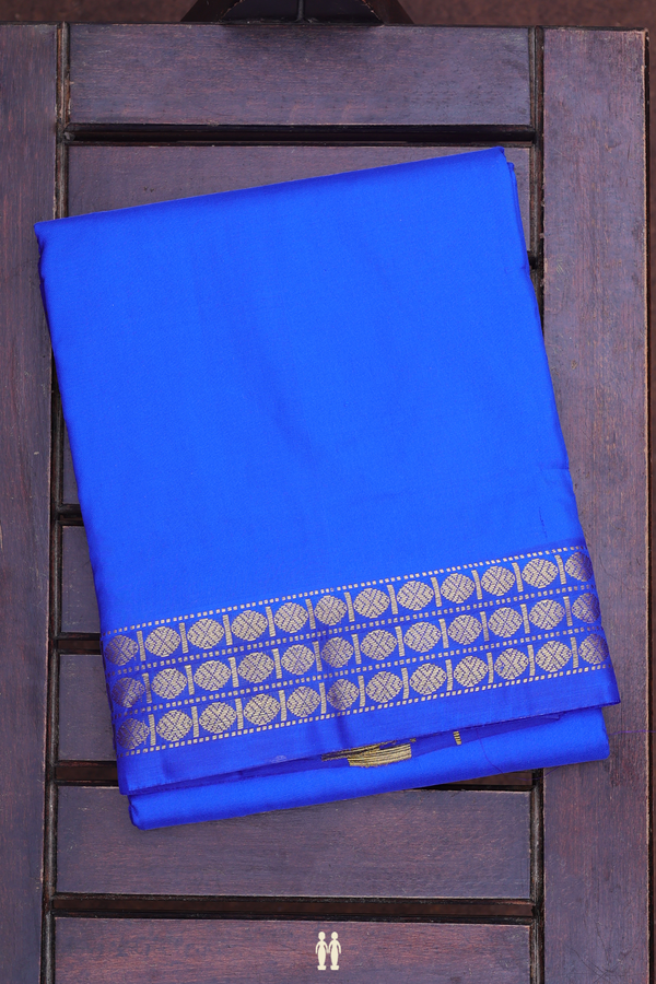 Rudraksh Border Indigo Blue Silk Dhoti With Angavastram Set