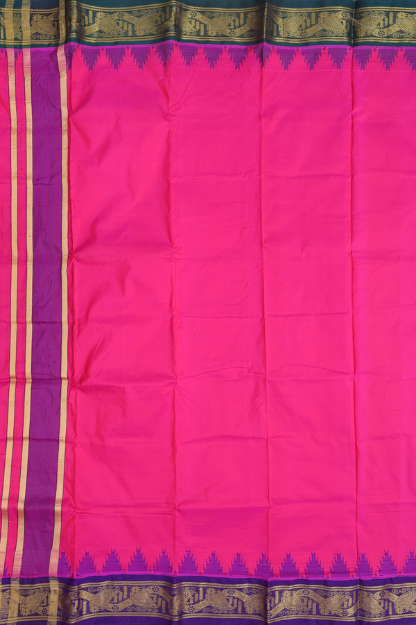 Ganga Jamuna Border Dark Pink Silk Dhoti With Angavastram Set
