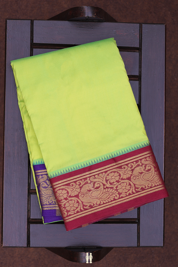 Ganga Jamuna Border Green Silk Dhoti With Angavastram Set