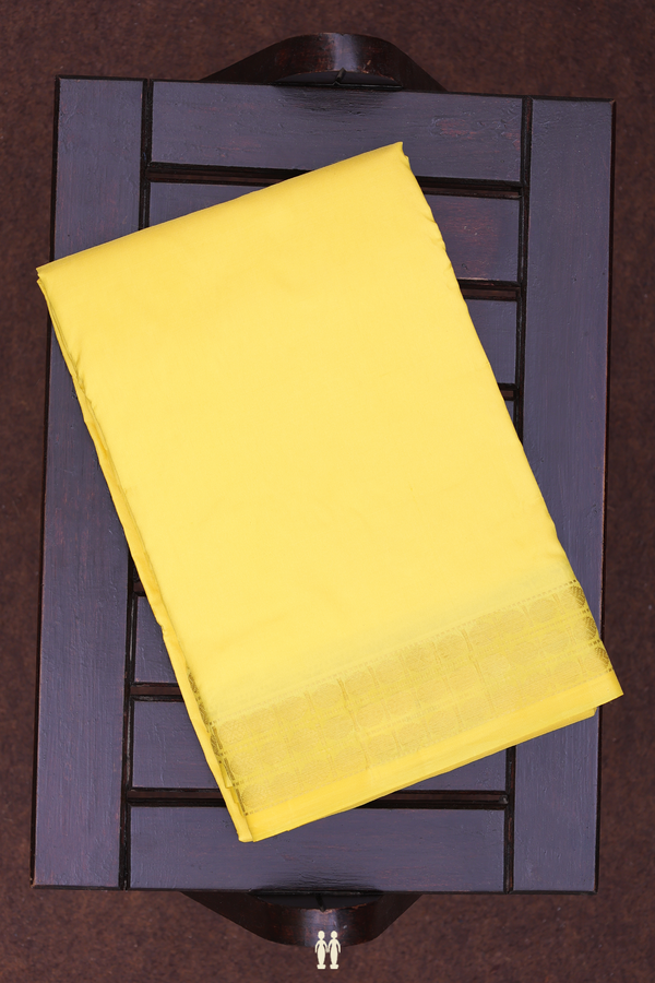 Rudraksh Border Yellow Silk Dhoti With Angavastram Set