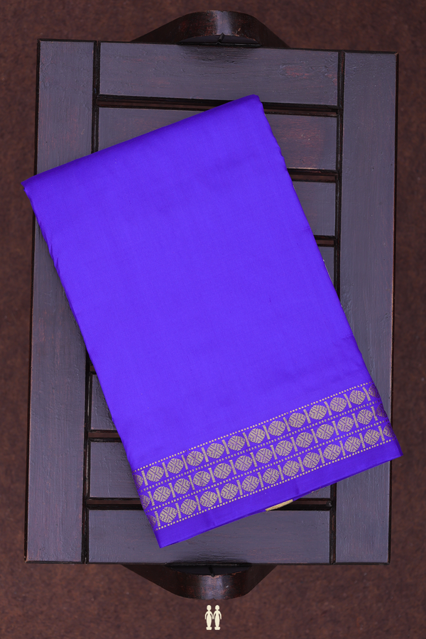 Rudraksh Border Royal Blue Silk Dhoti With Angavastram Set