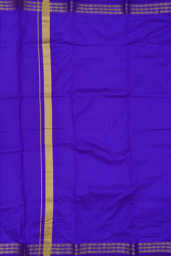 Rudraksh Border Royal Blue Silk Dhoti With Angavastram Set