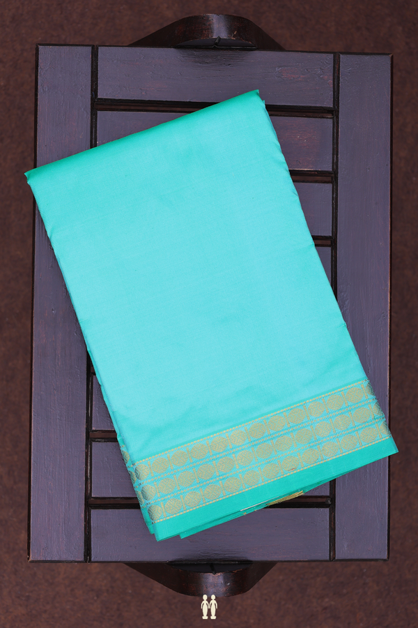 Rudraksh Border Sea Green Silk Dhoti With Angavastram Set