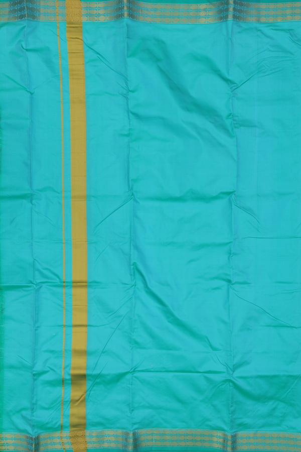 Rudraksh Border Sea Green Silk Dhoti With Angavastram Set