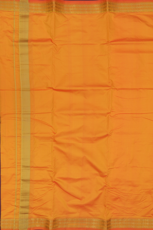 Rudraksh Border Orange Silk Dhoti With Angavastram Set