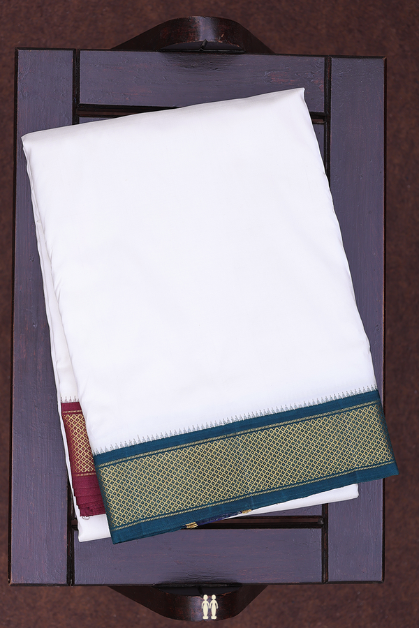 Ganga Jamuna Border White Silk Dhoti With Angavastram Set
