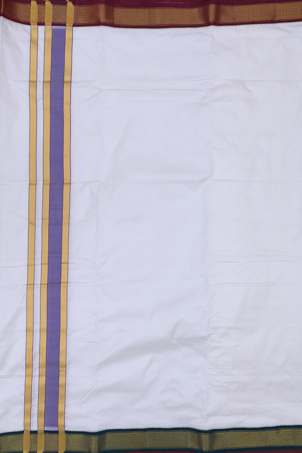 Ganga Jamuna Border White Silk Dhoti With Angavastram Set