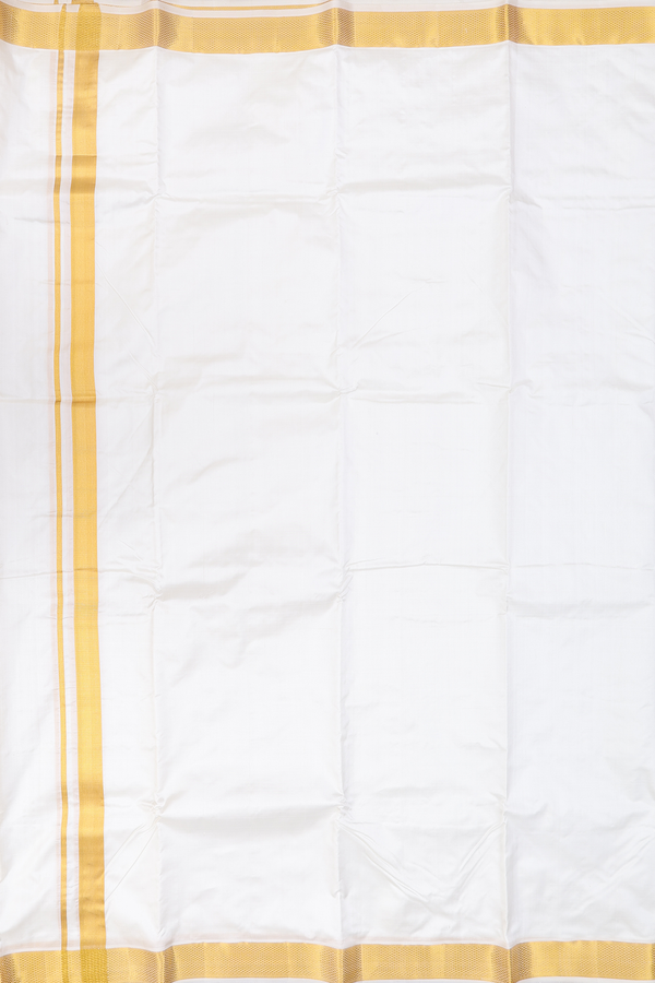 Zari Border White Silk Dhoti With Angavastram Set