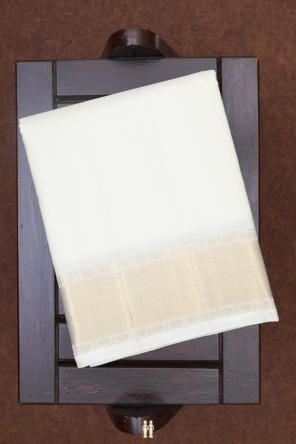 Zari Border White Silk Dhoti With Shirt Material