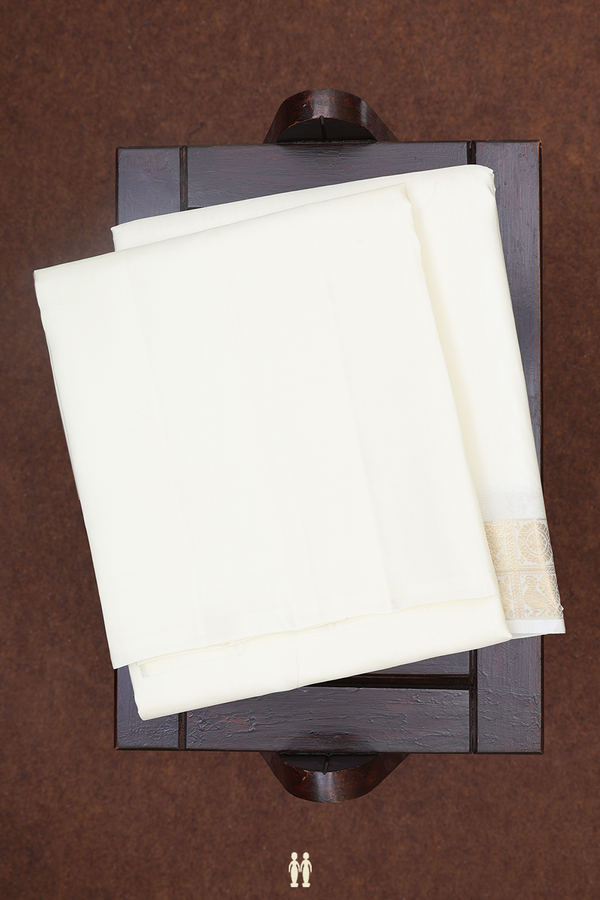 Traditional Border White Silk Dhoti With Shirt Material