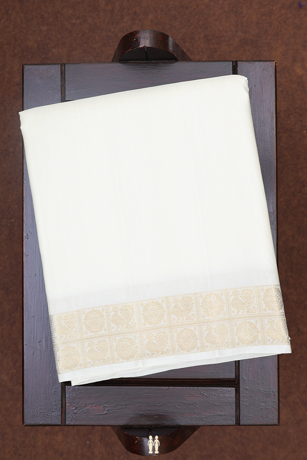 Traditional Border White Silk Dhoti With Shirt Material