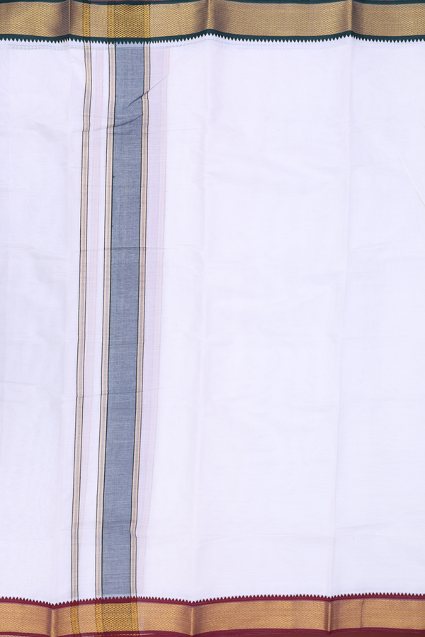 Ganga Jamuna Border White Cotton Dhoti With Angavastram Set