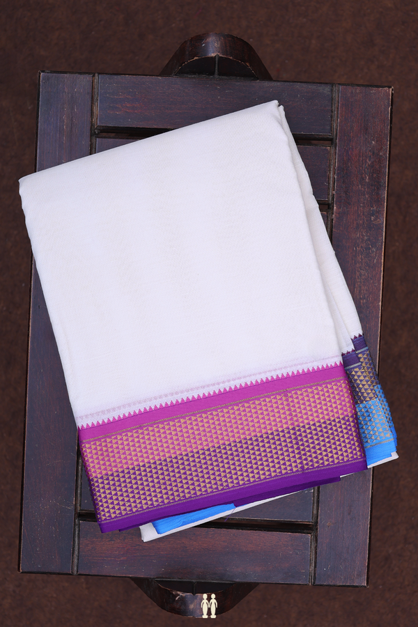 Ganga Jamuna Border White Cotton Dhoti With Angavastram Set