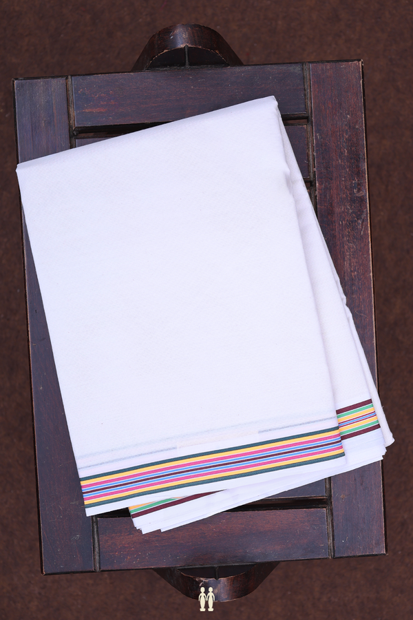 Ganga Jamuna Border White Cotton Dhoti With Angavastram Set