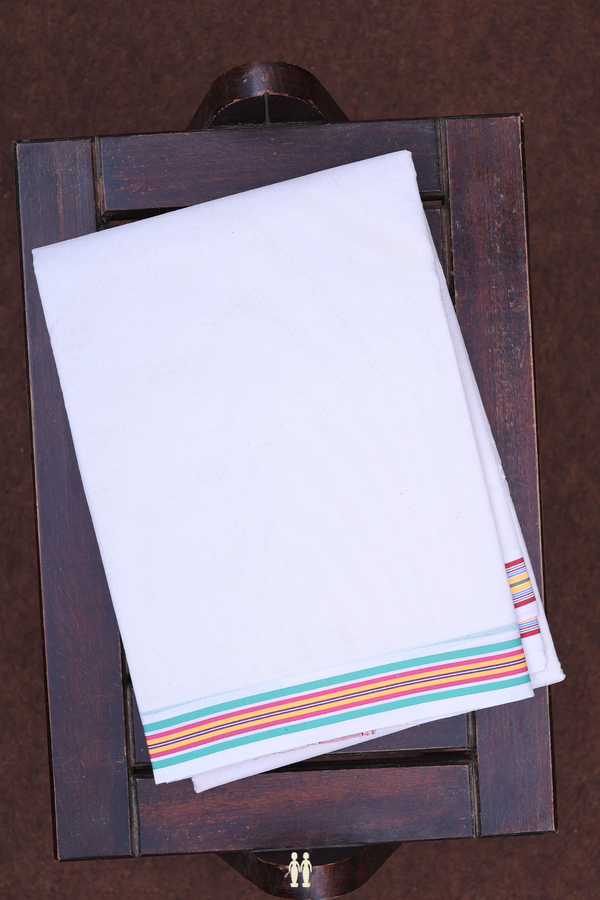 Ganga Jamuna Border White Cotton Dhoti With Angavastram Set