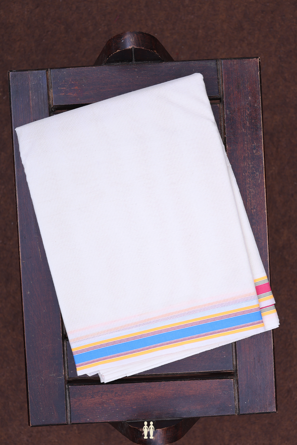 Ganga Jamuna Border White Cotton Dhoti With Angavastram Set
