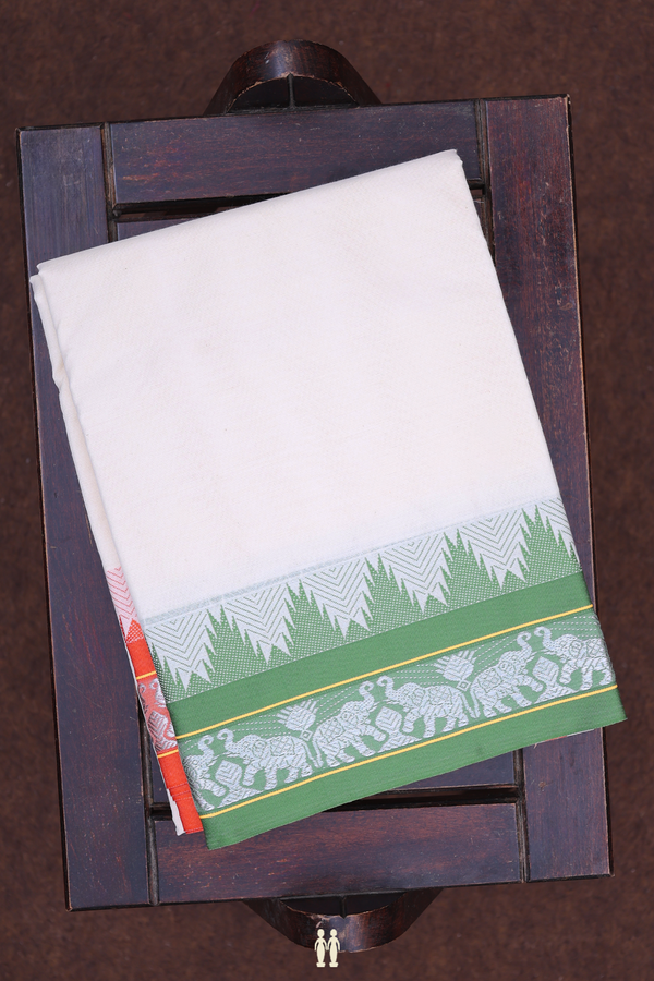 Ganga Jamuna Border White Cotton Dhoti With Angavastram Set