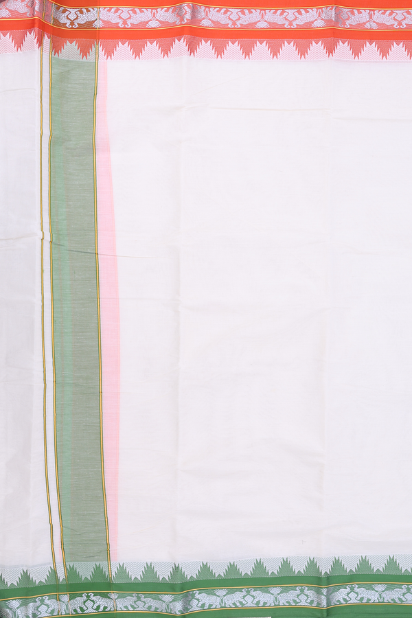 Ganga Jamuna Border White Cotton Dhoti With Angavastram Set