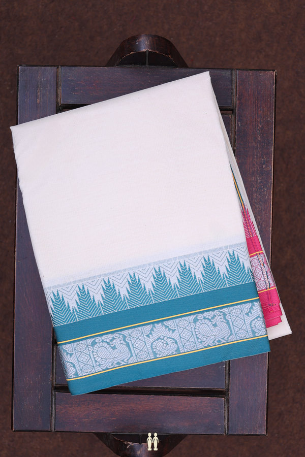 Ganga Jamuna Border White Cotton Dhoti With Angavastram Set