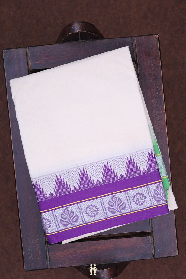 Ganga Jamuna Border White Cotton Dhoti With Angavastram Set