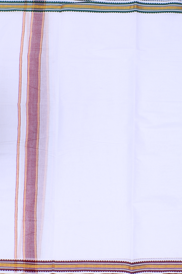 Ganga Jamuna Border White Cotton Dhoti With Angavastram Set