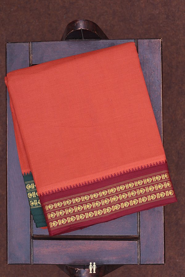 Ganga Jamuna Border Brown Cotton Dhoti With Angavastram Set