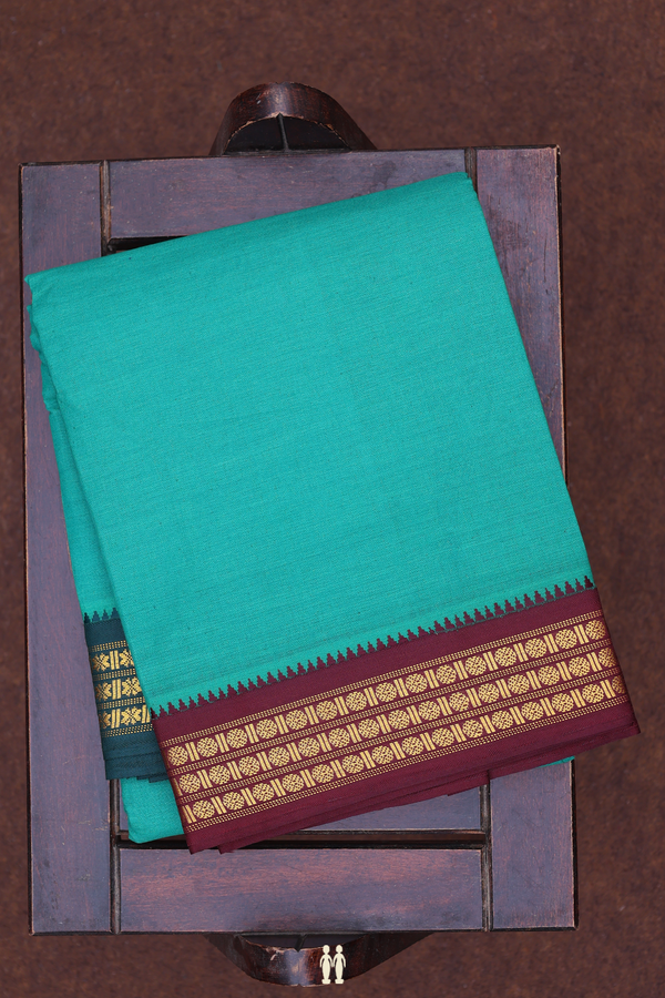 Ganga Jamuna Border Green Cotton Dhoti With Angavastram Set