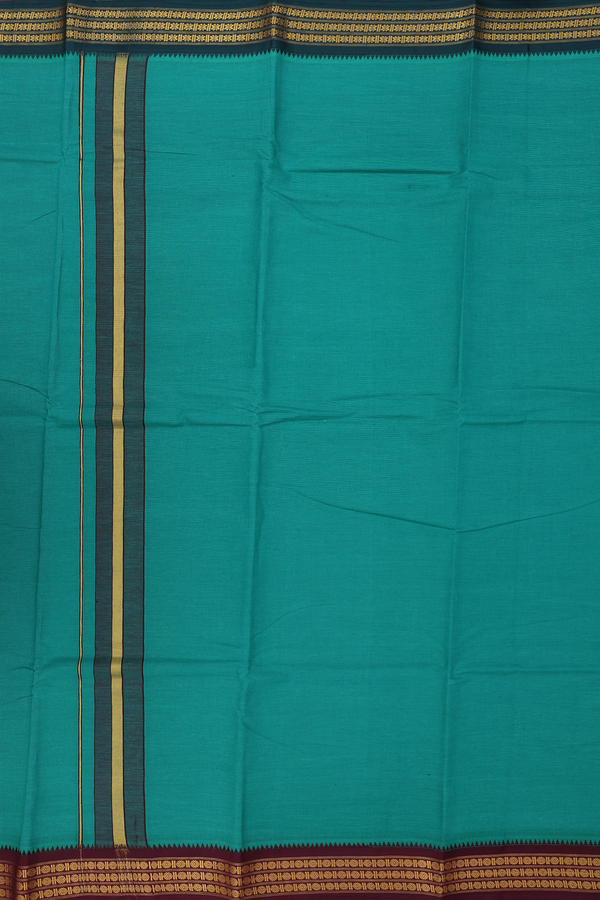 Ganga Jamuna Border Green Cotton Dhoti With Angavastram Set