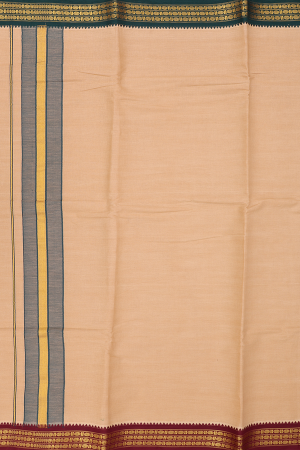 Ganga Jamuna Border Orange Cotton Dhoti With Angavastram Set